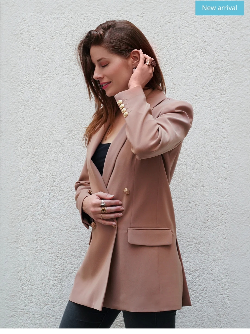 Mustard NEW EVAN 75 BLAZER Double-Breasted Blazer Jacket - Picture 6 of 7